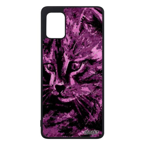Coque Samsung Galaxy A31 Silicone Chat Dessin Felin Rose Mobile Mignon Chaton Motif Peinture Huile Fantaisie Alu De Protection Etui