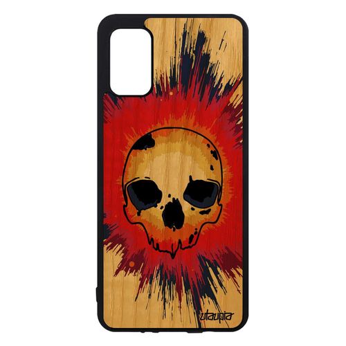 Coque Tete De Mort Samsung Galaxy A41 Bois Silicone Horreur Case Biker Portable Street Art Rock Orange Mobile Cadeau De Noel Masque
