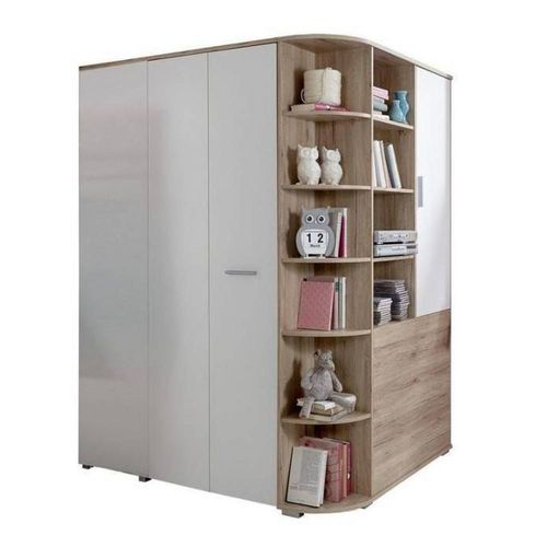 Armoire Dressing D'angle Volverine Chêne/Blanc