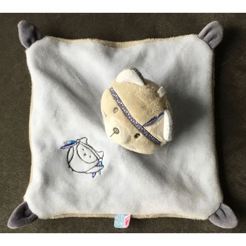 Doudou Chat Hibou Bleu Gris Indien C¿Est Moi Le Chef Sucre D¿Orge