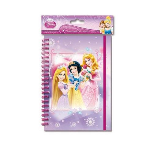 Bloc Notes Spirale Avec Élastique 60 Feuilles Format A5 Princesses Disney (Raiponce, Blanche Neige, Cendrillon) - Papeterie