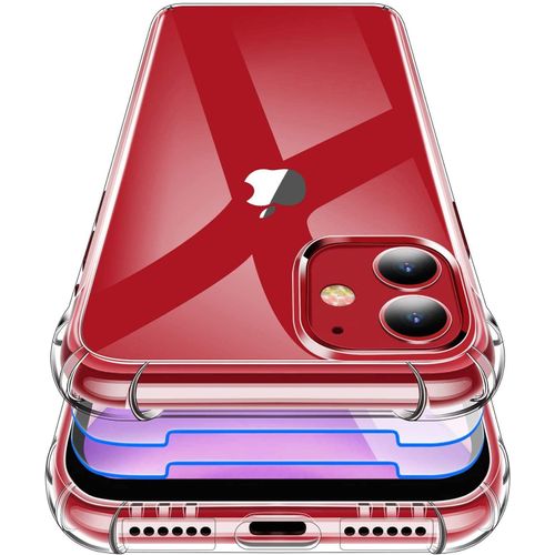 Coque Iphone 12 Pro Max Et 2 Pack Verre Trempé, Silicone Tpu Antichoc Bumper Cover - Transparent