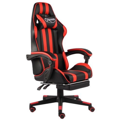 Vidaxl Fauteuil De Jeux Vidéo Et Repose-Pied Noir Et Rouge Similicuir