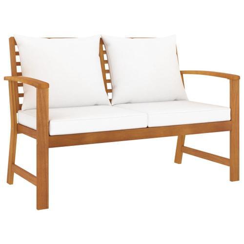 Vidaxl Banc De Jardin Avec Coussin Crème 120 Cm Bois Solide D'acacia