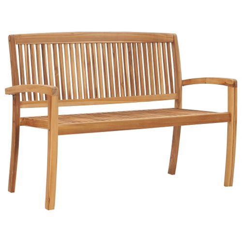 Vidaxl Banc 2 Places Empilable De Jardin 128,5 Cm Bois De Teck Solide