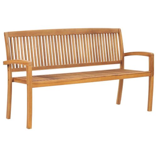 Vidaxl Banc 3 Places Empilable De Jardin 159 Cm Bois De Teck Solide