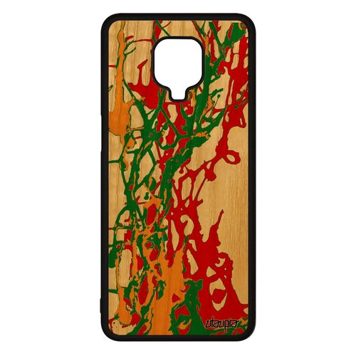 Coque Xiaomi Redmi Note 9 Pro Bois Silicone Peinture Moderne Design Abstrait Tpu Jolie Antichoc Vert Contemporain Effet Fond Cover