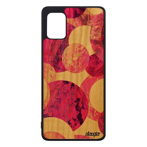 Coque Bois Silicone Antichoc Samsung Galaxy A31 Peinture Abstrait Texture Housse 4g Sm-A315f/Ds Galaxie Motif Ronds Artisanat Rose