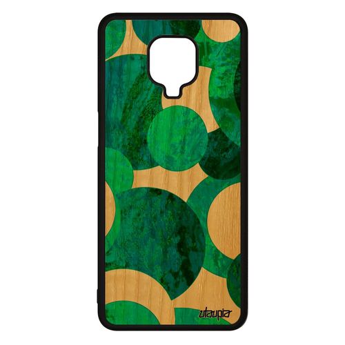 Coque Silicone Peinture Abstrait Xiaomi Redmi Note 9 Pro Bois Fait Main Ronds Artistique Effet Etui Vert Geometrique Cercle Antichoc