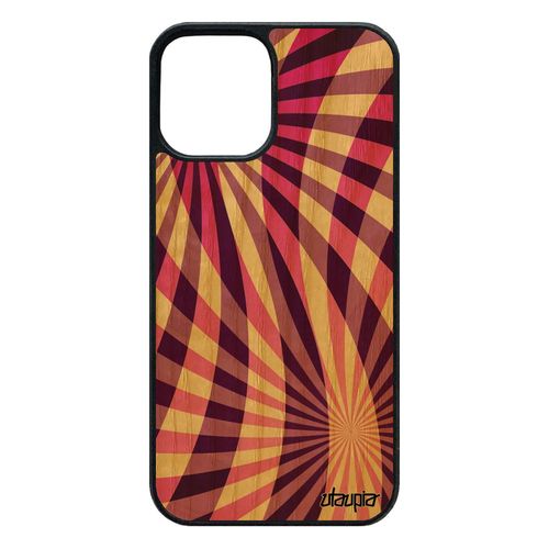 Coque Silicone Iphone 12 / 12 Pro Bois Illusion D'optique Rose Spirale Motif Design Rigide Effet Telephone Antichoc Fond Jolie