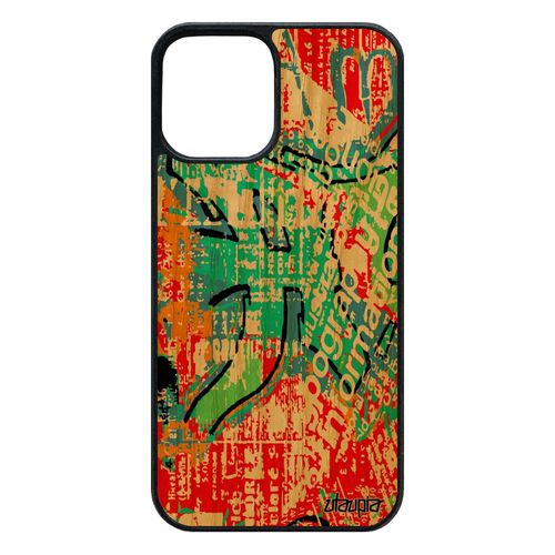 Coque Pour 12 Pro/Iphone 12 En Bois Silicone Street Art Case 64 Go Effet Bleu Ecriture Tag Motif Peinture Personnalisé Naturel