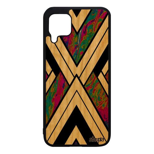 Coque Pour Huawei P40 Lite Bois Silicone Marbre Rigide Contemporain De Protection Original Nova 7i Violet Geometrique Moderne Case