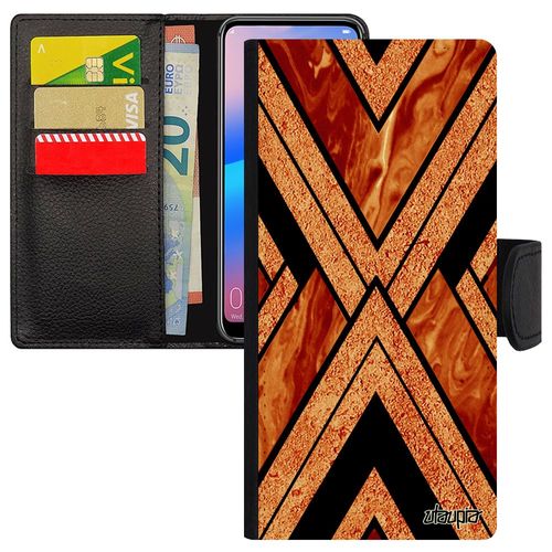 Coque Galaxy Note 10 Lite Simili Cuir À Rabat Portefeuille Marbre Design Orange Fond 4g Case Effet Pierre Etui Jolie Granite Samsung