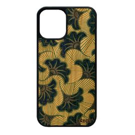 Coque Silicone Pour Iphone 12 Mini En Bois Veritable Wax Tissu Smartphone Portable Ethnique Gris Motif Afrique Africain Housse