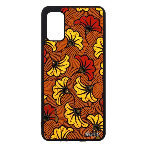 Coque Silicone Wax Samsung Galaxy A41 Etui Africain Coloré Fantaisie Motif Tissu Orange Case Bumper Ethnique Smartphone Afrique De