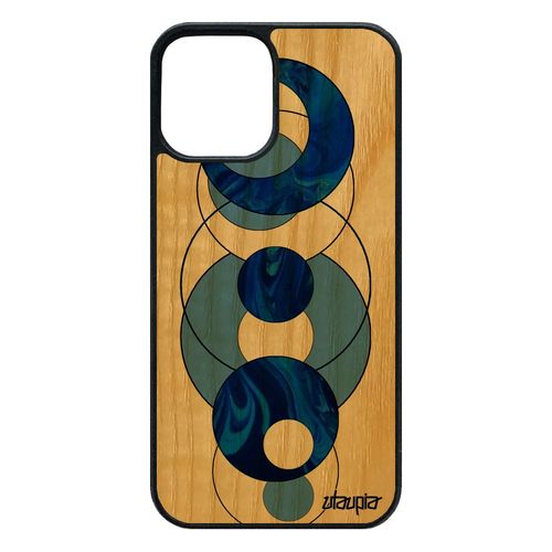Coque Pour Iphone 12 / 12 Pro Bois Silicone Marbre Coloré Portable 64 Go Geometrie Bleu Matiere Design Motif Granite Effet De