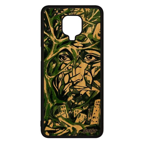 Coque Xiaomi Redmi Note 9 Pro Bois Silicone Portrait Street Art De Protection Arbre Cadeau Femme Abstrait M2003j6b2g Artisanat Vert
