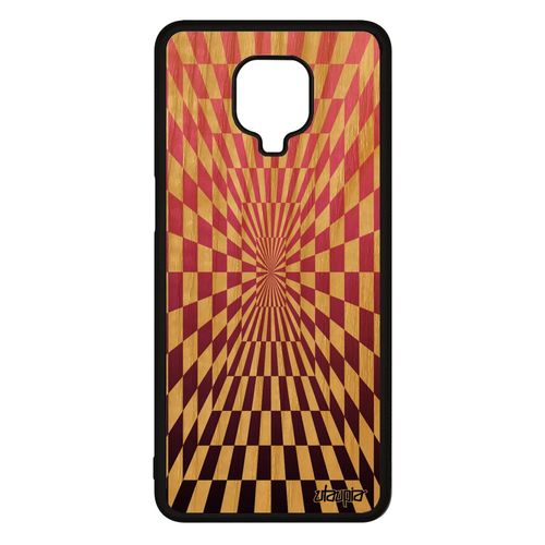 Coque Bois Silicone Xiaomi Redmi Note 9 Pro Illusion D'optique Geometrique M2003j6b2g Smartphone Frêne Rose Housse Magique Carre De