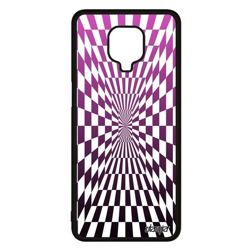 Coque Pour Xiaomi Redmi Note 9s Silicone Illusion D'optique Tpu Carre Metal Effet Rose Carreaux Graphique Etui Dégradé Geometrique