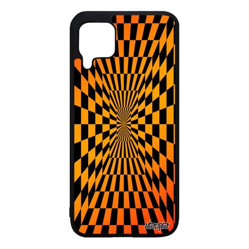 Coque Huawei P40 Lite Silicone Illusion D'optique Carre Metal Geometrique Case Orange Graphique Effet De Protection Made In France