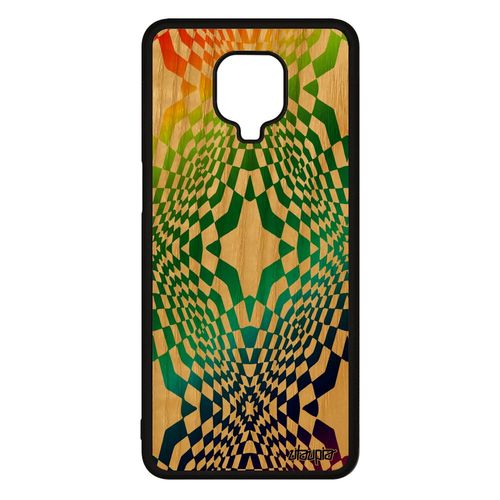 Coque Illusion D'optique Xiaomi Redmi Note 9 Pro En Bois Silicone Souple Geometrique Personnalisé Case Effet Graphique Magique Vert