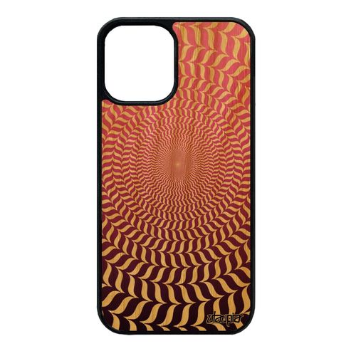 Coque Iphone 12 Mini Bois Silicone Illusion D'optique Art Visuel Cercle Effet Dégradé Portable Housse Spirale Rose Magique De