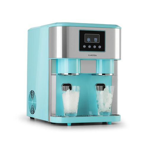 Klarstein Eiszeit Crush Machine À Glaçons 15 18 Kg/24h , Réservoir 1,8l , 2 Tailles De Glace Pilée , Écran Lcd - Bleu