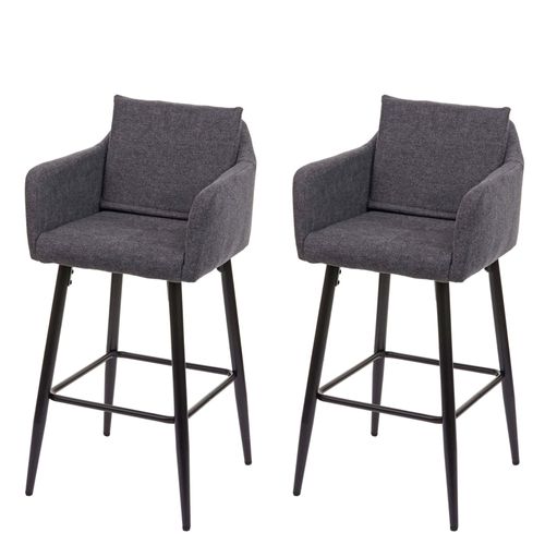 2x Tabouret De Bar Hwc-H93, Tabouret De Comptoir, Repose-Pieds Métal   Tissu/Textile Gris Foncé