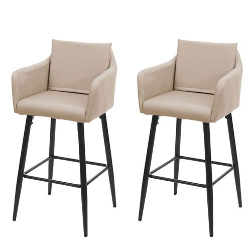 2x Tabouret De Bar Hwc-H93, Tabouret De Comptoir, Repose-Pieds Métal   Similicuir Taupe