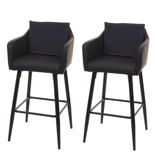 2x Tabouret De Bar Hwc-H93, Tabouret De Comptoir, Repose-Pieds Métal   Similicuir Noir