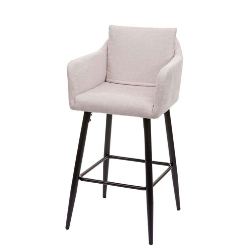 Tabouret De Bar Hwc-H93, Tabouret De Comptoir, Repose-Pieds Métal   Tissu/Textile Crème-Beige