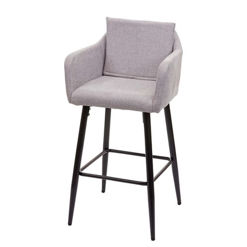Tabouret De Bar Hwc-H93, Tabouret De Comptoir, Repose-Pieds Métal   Tissu/Textile Gris Clair