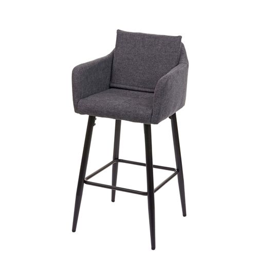 Tabouret De Bar Hwc-H93, Tabouret De Comptoir, Repose-Pieds Métal   Tissu/Textile Gris Foncé