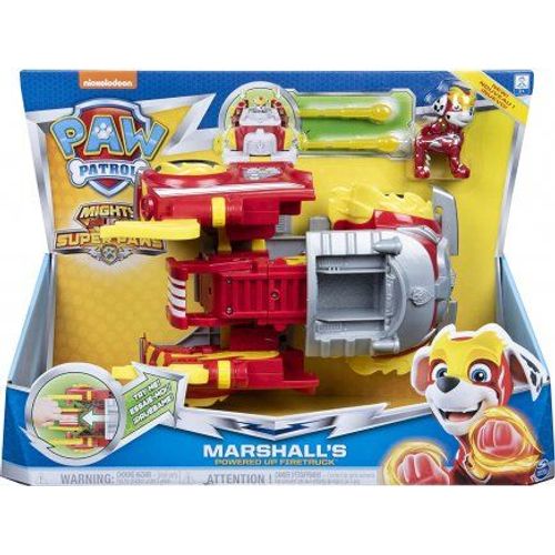 Pat Patrouille Marcus Et Son Camion Pompier Transformable - Vehicule De Luxe Mighty Pups - Figurine Et Vehicule - Paw Patrol Nouveaute