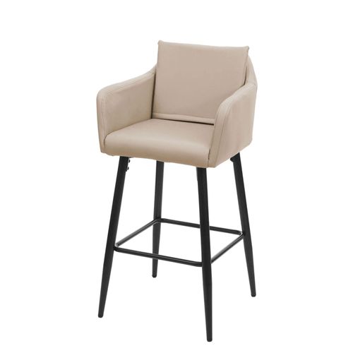 Tabouret De Bar Hwc-H93, Tabouret De Comptoir, Repose-Pieds Métal   Similicuir Taupe