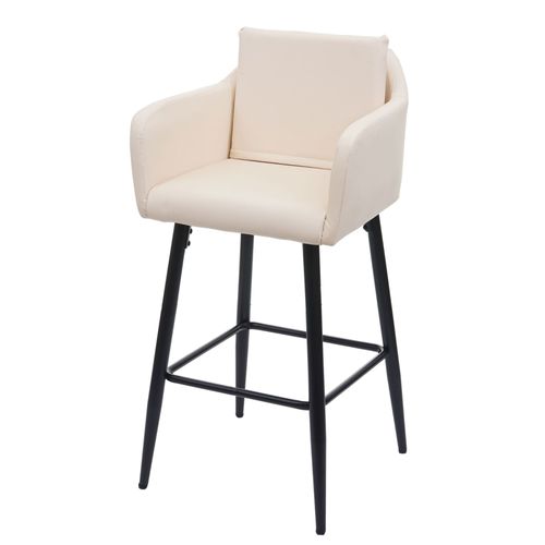 Tabouret De Bar Hwc-H93, Tabouret De Comptoir, Repose-Pieds Métal   Similicuir Crème-Beige