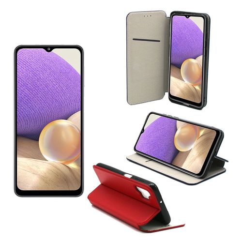 Samsung Galaxy A32 5g Etui Protection Portefeuille Rouge À Rabat Avec Porte Cartes - Housse Galaxy A32 Folio Coque Silicone Antichoc Smartphone 2021 - Accessoires Pochette Case