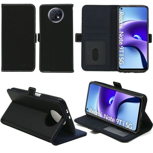 Xiaomi Redmi Note 9t 5g Housse Noire Protection Portefeuille À Rabat Avec Porte Cartes - Etui Xiaomi Redmi Note 9t 5g Noir Folio Coque Silicone Antichoc Smartphone 2021 - Accessoires Pochette Case