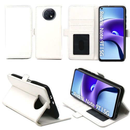 Xiaomi Redmi Note 9t 5g Housse Protection Portefeuille Blanche À Rabat Avec Porte Cartes - Etui Blanc Xiaomi Redmi Note 9t 5g Folio Coque Silicone Antichoc Smartphone 2021 - Accessoires Pochette Case