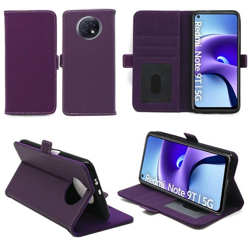 Xiaomi Redmi Note 9t 5g Housse Protection Portefeuille Violette À Rabat Avec Porte Cartes - Etui Xiaomi Redmi Note 9t 5g Folio Violet Coque Silicone Antichoc Smartphone 2021 - Accessoires Pochette Case
