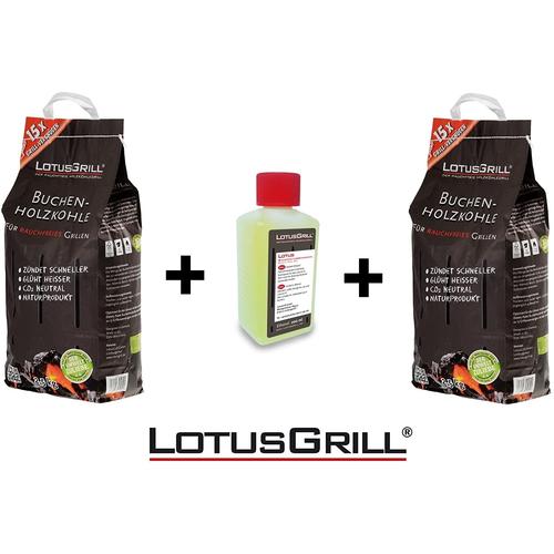 Kit Charbon De Bois De Hêtre 2 X 2,5 Kg + 1 Pack Gel 200ml Pour Allumage - Original Lotus Grill