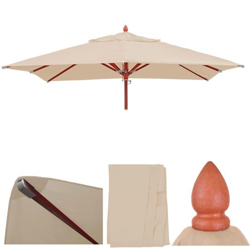 Toile Pour Parasol De Gastronomie En Bois Hwc-C57, Carré 4x4m Polyester 3kg   Crème
