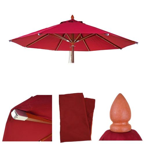 Toile Pour Parasol De Gastronomie En Bois Hwc-C57, Rond Ø4m Polyester 3kg   Bordeaux