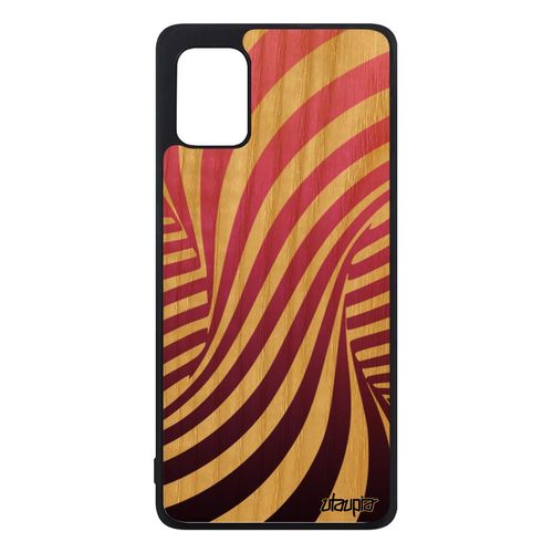 Coque Samsung Galaxy A31 Bois Naturel Silicone Illusion D'optique Rigide Dessin Effet Rose Graphique Telephone Dégradé Etui Portable