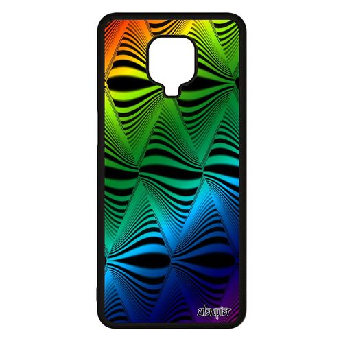 Coque Illusion D'optique Pour Xiaomi Redmi Note 9 Pro Silicone Aluminium Case Art Visuel Effet Gay Pride Vert Losange Vague Antichoc