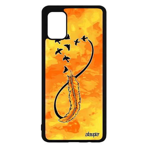 Coque Samsung Galaxy A71 Silicone Infini Oiseau Telephone Ciel Smartphone Pas Cher Etui Jaune Amour Plume Case Souple Sans Fin Nuage