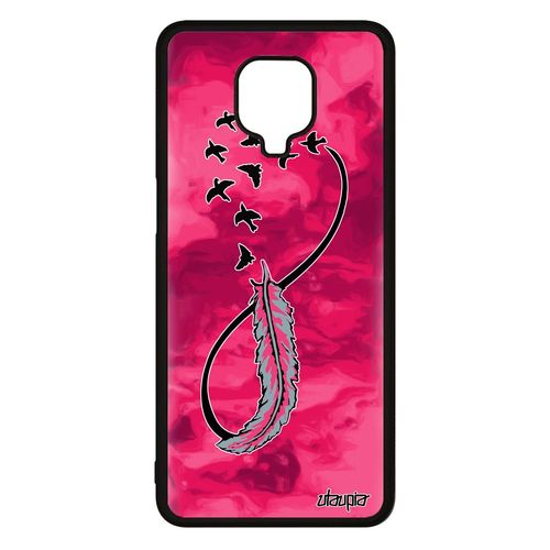 Coque Rigide Xiaomi Redmi Note 9 Pro Silicone Infini Oiseau Femme Nuage Cadeau Saint Valentin Pastel Ciel Amour Telephone Tpu Rose
