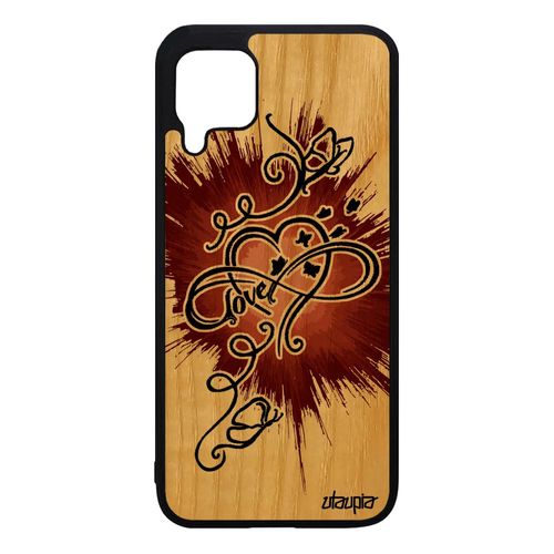 Coque Silicone Huawei P40 Lite Bois Infini Love Case Femme Peinture Coeur Unique Nova 7i De Protection Amour Marron Papillon Dessin