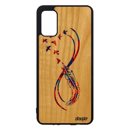 Coque Infini Samsung Galaxy A41 Bois Silicone Tpu Mobile Imprimé Plume Orange Oiseau Etui Housse Tattoo Fille Multicolore Solide De