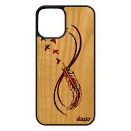 Coque Antichoc Iphone 12 / 12 Pro En Bois Silicone Infini Couleur Mobile Telephone Multicolore Jolie Housse Rouge Plume